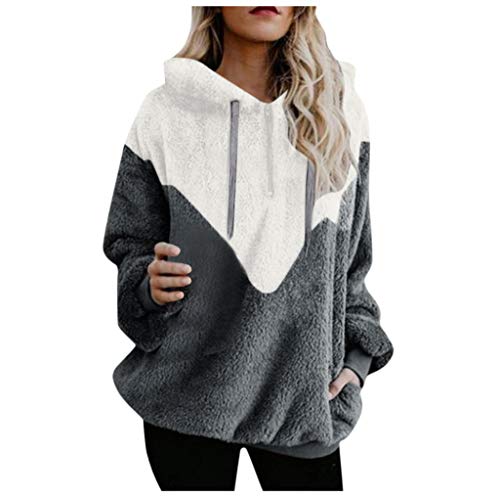 SHOBDW Liquidación Venta Mujer Sudadera con Capucha Suelta Tallas Grandes Jersey de Mujer Jersey otoño Invierno Manga Larga Remata Abrigo cálido (XL, Gris-2)