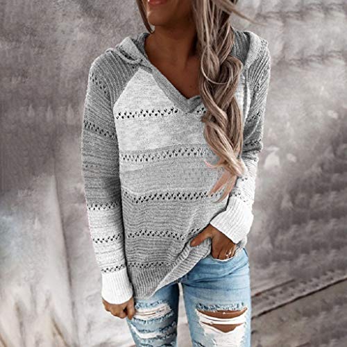 SHOBDW Sudadera para Mujeres Cuello Alto Jersey Cárdigan Sexy Elegante Camiseta Larga Jersey Pullove Casual Jersey Vestido de Manga Larga de otoño Invierno de Moda(Gris,L)
