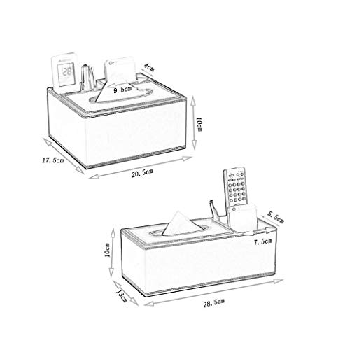 SHYPT Portapapeles con Organizador de Escritorio, Caja de pañuelos de Cuero con Soporte de Control Remoto Marrón (Color : B)