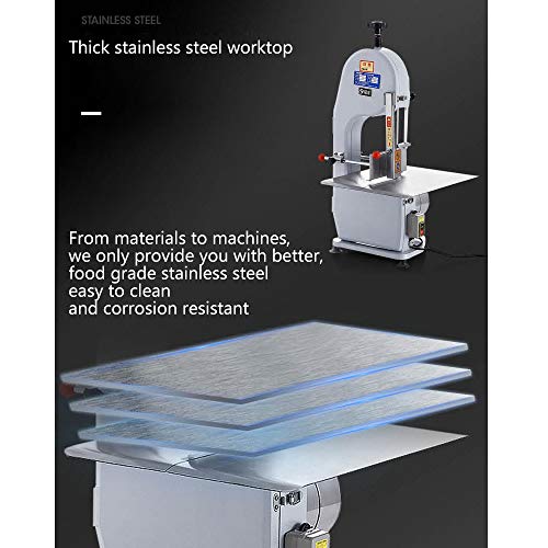 Sierra De Cinta Profesional para Carnicero Cortadora De Hueso Eléctrica con Hoja De Sierra Importada Acero Inoxidable Corte Pezuña De Cerdo Sierra Carne Congelada Pescado Cerdo Hueso 1500W 220V