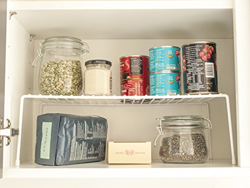 simplywire - Organizador de armario de cocina, estante de almacenamiento de alambre, inserto de estante libre, color blanco