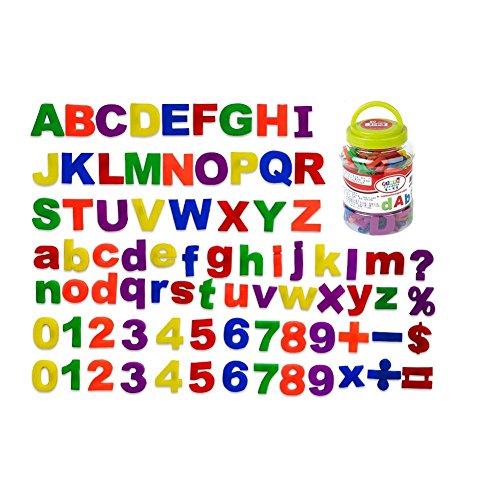SIMUER Letras y números magnéticos Magnetic Alphabet Letters Numbers Symbols Refrigerator Magnets Educational Toys Teaching Aid for Preschool Kids with Bucket 78 PCS