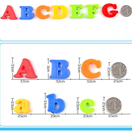 SIMUER Letras y números magnéticos Magnetic Alphabet Letters Numbers Symbols Refrigerator Magnets Educational Toys Teaching Aid for Preschool Kids with Bucket 78 PCS