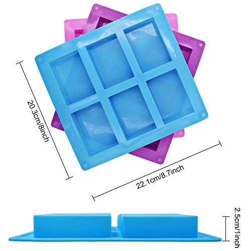 SIMUER - Molde de silicona con 6 cavidades, forma de jabón, molde para tartas, molde para chocolate, galletas, cubitos de hielo
