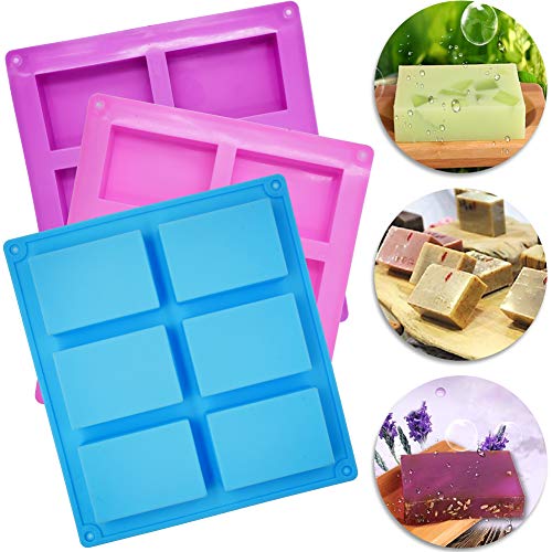 SIMUER - Molde de silicona con 6 cavidades, forma de jabón, molde para tartas, molde para chocolate, galletas, cubitos de hielo