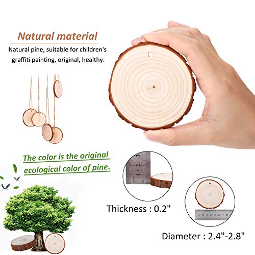 SIMUER Rodajas de Madera Círculos 30pcs 6-7cm Discos de Madera Rebanada Naturales para Manualidades DIY Bricolaje Decoraciones Navidad Hogar Adornos (2.4-2.8)