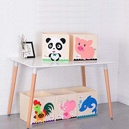 SITAKE Conjunto de 2 Caja de Almacenamiento para Niños - Caja de Juguetes y Almacenamiento - Caja y Armario Organizador para niños (33 x 33 x 33 cm, Perro y Loro)