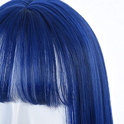 SJZV Aire LIU Hai Esponjoso Manga Piedra Preciosa Azul Peluca Ola Grande Femenina Red Roja Lindo Pelo Largo Y Rizado