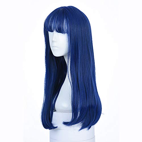 SJZV Aire LIU Hai Esponjoso Manga Piedra Preciosa Azul Peluca Ola Grande Femenina Red Roja Lindo Pelo Largo Y Rizado