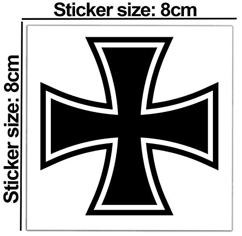 SkinoEu® 2 x PVC Laminado Pegatinas Adhesivos Símbolo Religioso Cristiano Cruz de Hierro Iron Cross Negro para Autos Coches Motos Ciclomotores Bicicletas Ordenador Portátil Regalo B 54