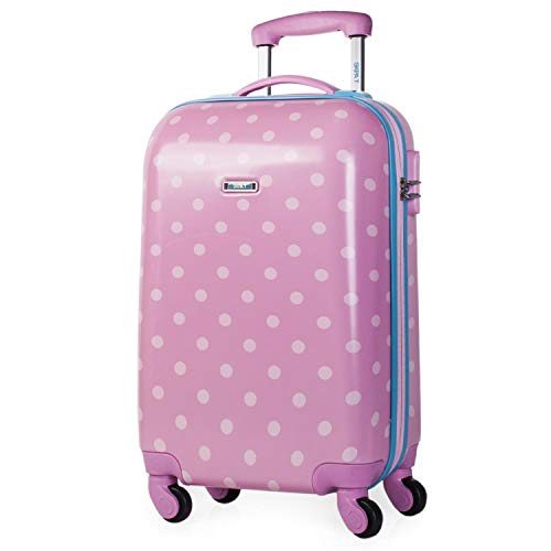 SKPAT - Maleta Infantil Cabina de Viaje 4 Ruedas Trolley Policarbonato Estampado Lunares. Equipaje de Mano. Rígida y Ligera. Candado. Low Cost. Estilo y Marca. 66450, Color Rosa