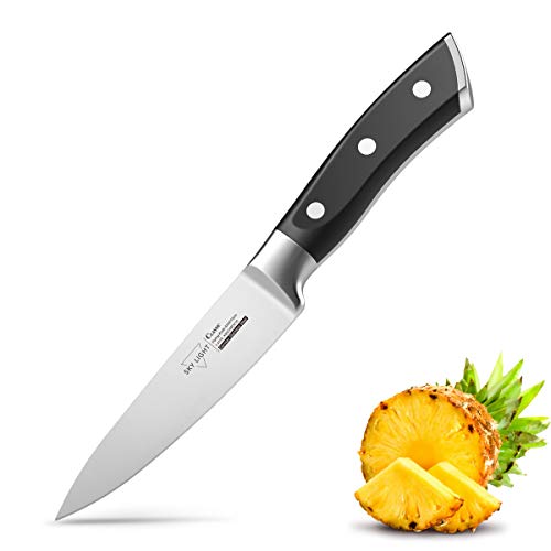SKY LIGHT Cuchillos para Fruta y Verdura Cuchillo de Cocina para Pelar Cuchillo 10cm La Forja Cuchilla Mango Antideslizante y Aleman Acero Inoxidable de Alto Carbono