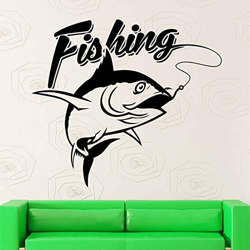 SLQUIET DIY FISHING Hook FISH Line Deportes al aire libre Hobby Decoración para el hogar Etiqueta de la pared Calcomanía Interior Sala de estar Dormitorio Mural Pegatinas de pared Borgoña M 47x42cm