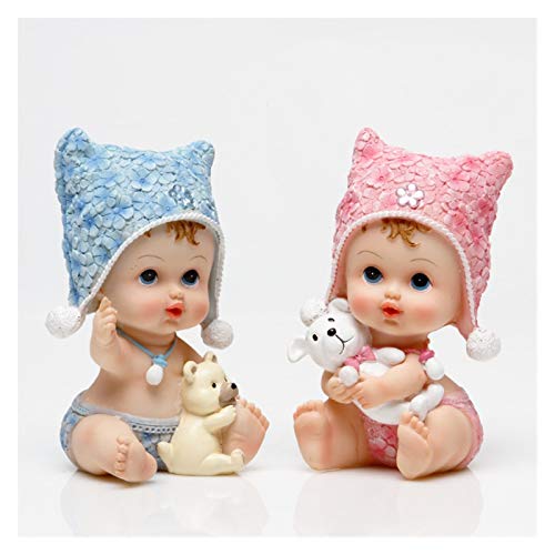 SMchwbc Regalos de Color Rosa Azul de Kawaii bebé de la Resina Hace los Ornamentos creativos Accesorios decoración del hogar decoración de la Boda de Coches (Color : Pink Bear)