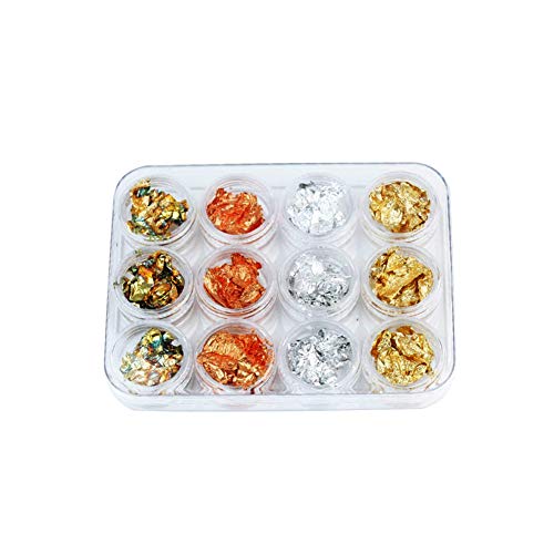 Snner 12 Cajas De Clavo La Escama De La Viruta De Papel De Aluminio Brillo De UñAs De AcríLico De Paillette Pegatinas De Lentejuelas La Escama Del Arte Del Clavo De La Hoja Para DecoracióN De UñAs