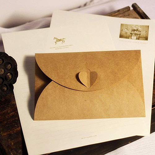 Sobres De Papel Kraft,Papel Kraft Retro Hecho a Mano,Sobres de Tarjetas de Regalo con Corchete de Corazón,Tarjeta Postal Titulares de Fotos,Sobre de Boda,Invitación de Carta,Navidad (50 Piezas).