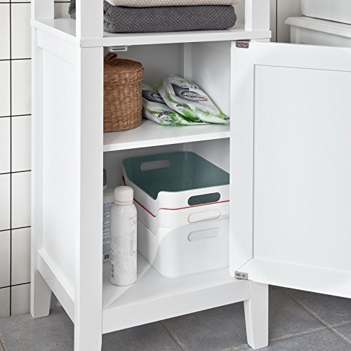 SoBuy® Mueble Columna de baño, Armario para baño - 3 estantes y 1 Puerta, FRG205-W, ES(Blanco)