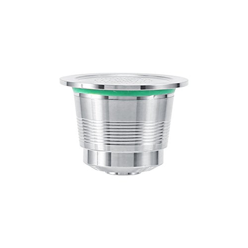 Socialme-eu Cápsula de Café de Acero Inoxidable para Máquina Nespresso Medidas 37 x 27 mm + Cuchara de Medición/o + Prensador de Café (Cápsula de Café+Prensador de Café)