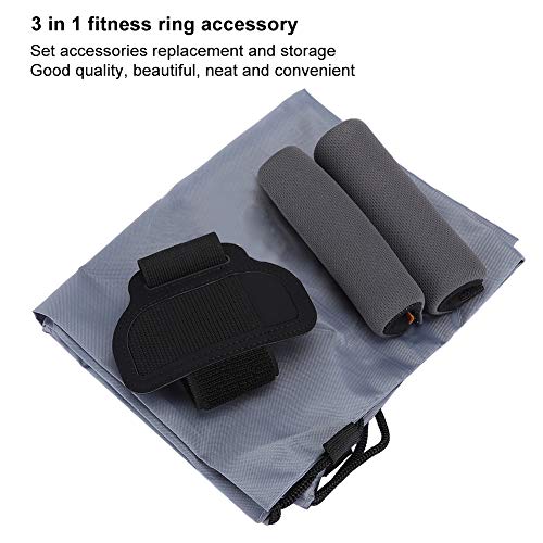 Socobeta Accesorio de Anillo de Fitness 3 en 1 Que Incluye Polainas Correa Protector de Mano Bolsa de Almacenamiento de Agarre Conjunto de Repuesto portátil(Gris)