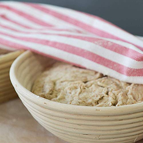 SODIAL 10 Pulgadas de Forma Redonda Pan RatáN FermentacióN Canasta de Alimentos Cuencos de Masa para Hornear, Regalos para Panaderos, para Cestas,para Afeitar, Herramientas para Hornear