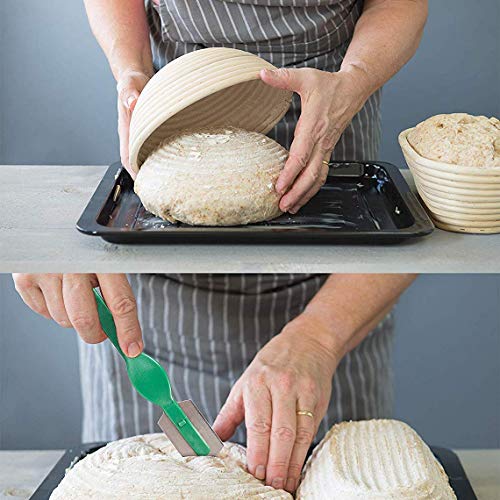 SODIAL 10 Pulgadas de Forma Redonda Pan RatáN FermentacióN Canasta de Alimentos Cuencos de Masa para Hornear, Regalos para Panaderos, para Cestas,para Afeitar, Herramientas para Hornear