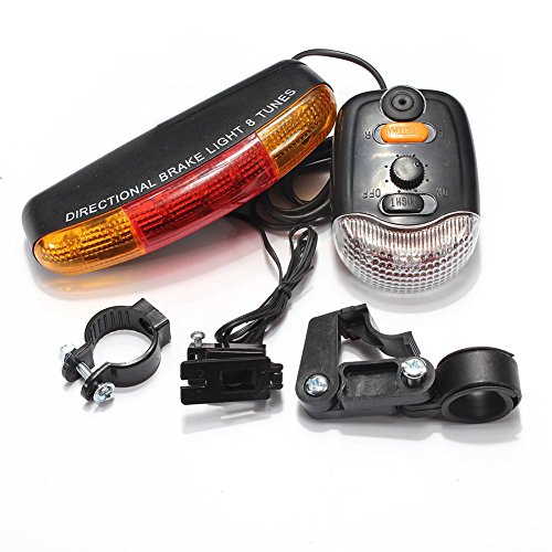 SODIAL Ciclismo Bicicleta 3 en 1 Moto Intermitentes Freno Cola Cuerno electrico de 7 LED luz