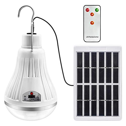 solar llevó la bombilla de luz - proyector de lámpara linterna portátil con panneau solaire con mando a distancia control remoto para senderismo al aire libre tienda de campaña iluminación de la pesca