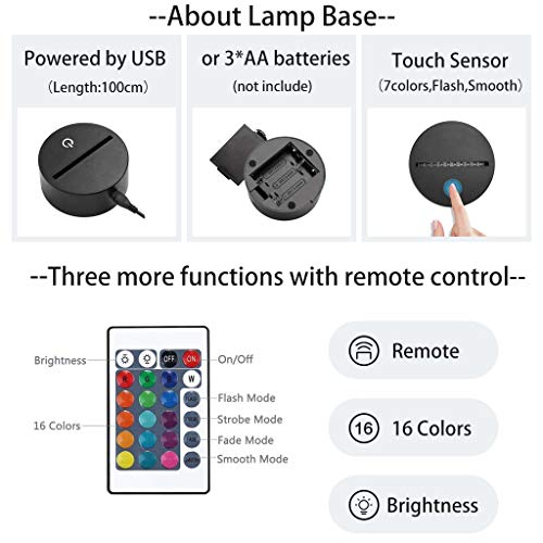 (Solo 1) Lámpara 3D de pez extraño, lámparas de noche LED de 7 colores para niños, lámpara de mesa USB táctil, lámpara de noche para bebé