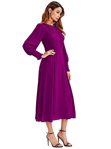 SOLY HUX Mujer Vestidos Manga Larga, Coctel Vestido, Fruncido Original Vestido. sólido Damas para Fiestas Diario