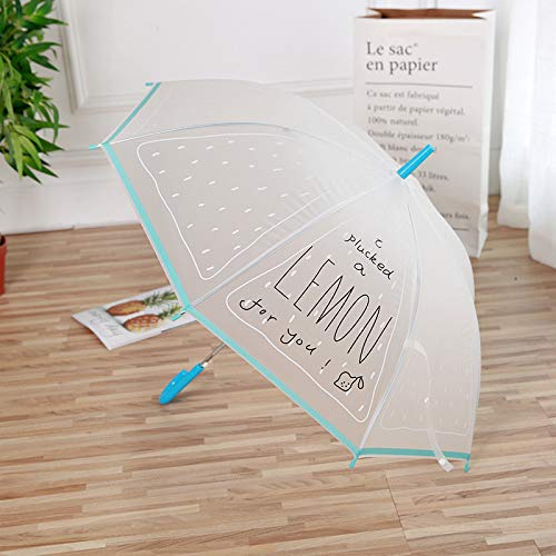 Sombrillas Terraza Diseño Patrón De Fruta Plegable Lluvia Paraguas Transparente para Mujer Chica Protección del Medio Ambiente Paraguas Azul
