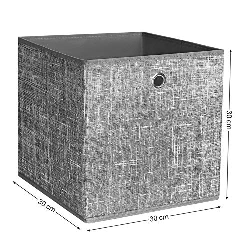 SONGMICS Cajas de Almacenamiento, Juego de 6 Cubos de Almacenamiento Plegables de Tela no Tejida, Organizadores de Ropa, Juguete, Gris Brezo RFB02LG-3