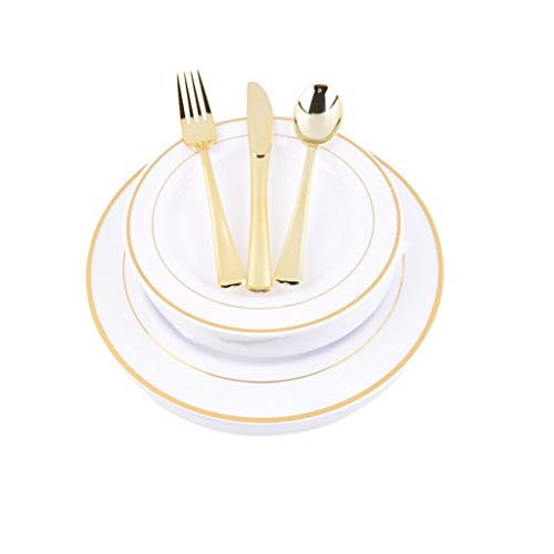 SONGSH Canciones Cuchillo De Placa De Oro Desechable Y Tenedor Cuchara Placa Caliente For Fiesta De Cumpleaños 25 Suministros de Vacaciones