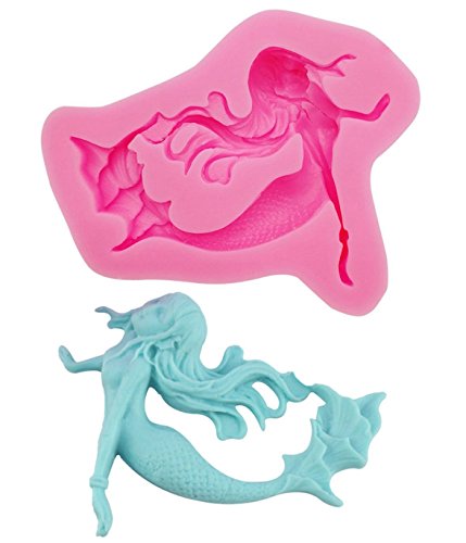 Sonsmer - Molde de silicona con diseño de sirena, para decoración de tartas, gelatinas, azúcar, chocolate, fondant, grado alimenticio