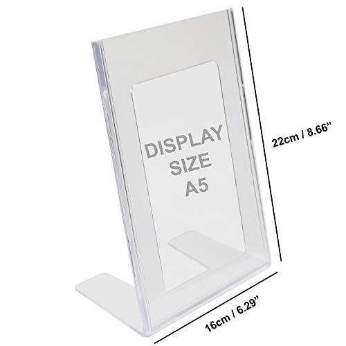 Soporte para Carteles (Pack de 12) - A5 Plástico Acrílico Clara Soporte de menú de póster para promociones, restaurantes, Marcos de Fotos, Documentos, Marcos Publicitarios