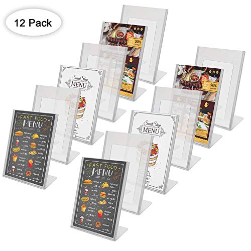 Soporte para Carteles (Pack de 12) - A5 Plástico Acrílico Clara Soporte de menú de póster para promociones, restaurantes, Marcos de Fotos, Documentos, Marcos Publicitarios