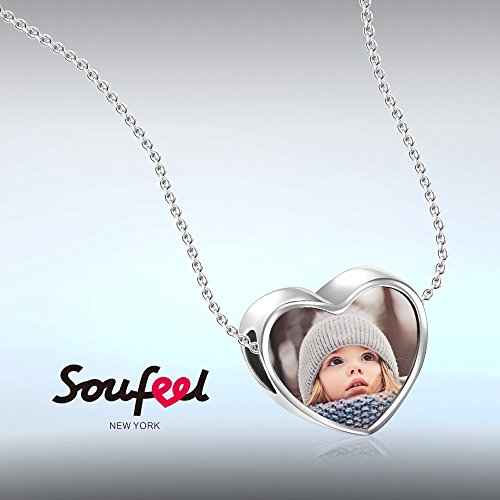 SOUFEEL Abalorio Charm Pulsera de Foto Personalizado Plata de Ley Navidad Cumpleaño y Aniversario para Madre Mujer Niña