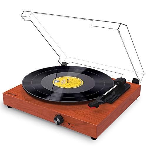 Souidmy Tocadiscos Bluetooth para Discos de Vinilo, 3 Velocidades, Puerto AUX/Auriculares/RCA, Diseño Vintage con Dubierta Antipolvo." due to the title showing the incorrect information