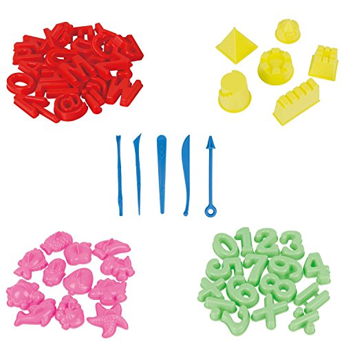 Space Sand 1.8 kg con 50 Piezas de Formas, números, Letras, Piezas de Castillos, Herramienta de Modelado, Arena mágica cinética, Probada por el TÜV, Modelo 2020 (0.9kg Verde y 0.9kg Rosa)