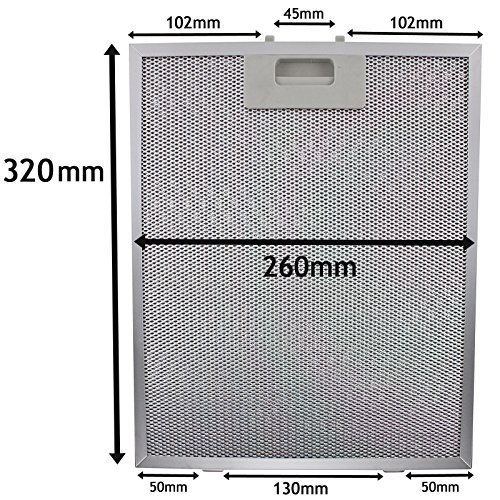 SPARES2GO Campana Antigrasa Filtro (Plata, 320 x 260mm) (Paquete de 2)
