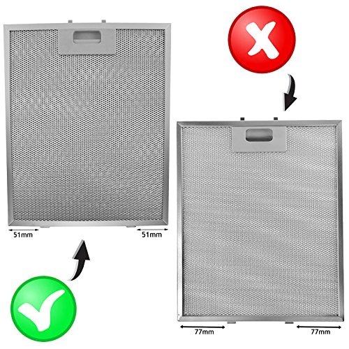 SPARES2GO Campana Antigrasa Filtro (Plata, 320 x 260mm) (Paquete de 2)
