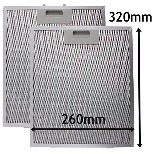 SPARES2GO Campana Antigrasa Filtro (Plata, 320 x 260mm) (Paquete de 2)