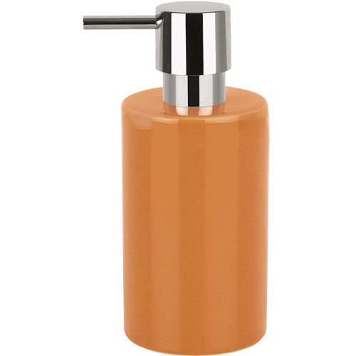 Spirella 7 x 7 x 16 cm, Naranja colección Tube, Dispensador de jabón líquido, Gres