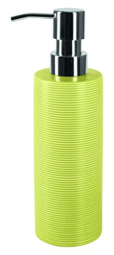 Spirella 7 x 7 x 16 cm, Verde colección Tube Ribbed, Dispensador de jabón líquido, Gres