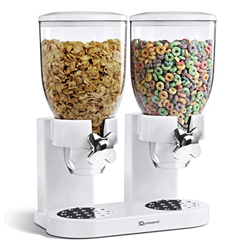 SQ Professional - Dispensador Doble para Cereales y Otros Alimentos, de plástico, Color Blanco