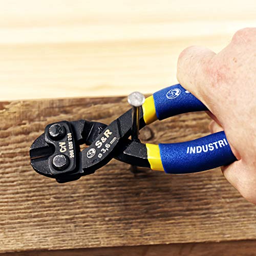 S&R Cortapernos para redes y pernos de Ø 3,6 mm. Cizalla de 20 cm en acero al cromo molibdeno. Bordes endurecidos por inducción HRC58-62. Profesional.
