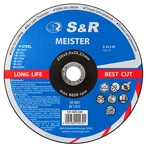 S&R Disco de corte 230 para Metal. Juego 25 discos 230x2,0x22,23 mm
