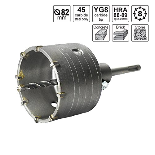 S&R Sierra Corona Perforadora Hormigón en seco Ø 82mm + Adaptador SDS Plus110 mm + Broca
