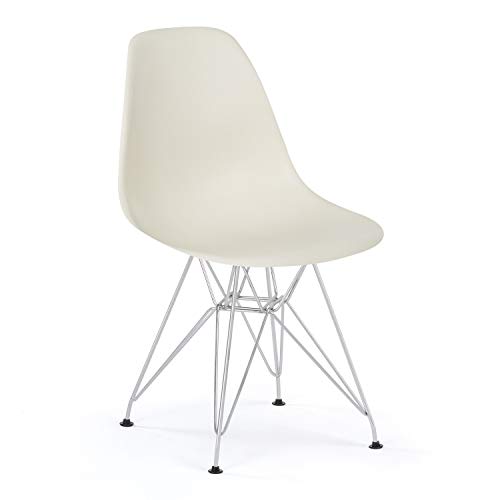 ST003 blanca - Silla metálica y asiento blanco estilo nórdico para comedor, cocina, dormitorio, balcón , terraza interior,habitación juvenil, dormitorio, hostelería. 1 unidad