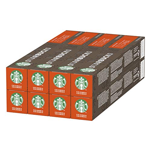 Starbucks Single-Origin Colombia de NESPRESSO Cápsulas de café de tostado medio, 8 x tubo de 10