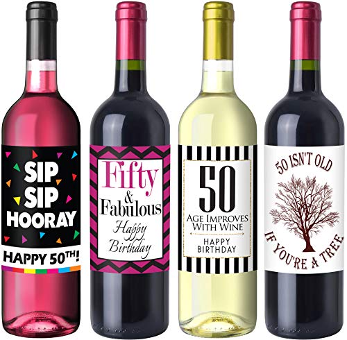 Sterling James Co. Paquete de Etiquetas del cumpleaños número 50 Chic - Suministros, Ideas y Decoraciones para Fiestas de cumpleaños - Regalos de cumpleaños Divertidos para Mujeres